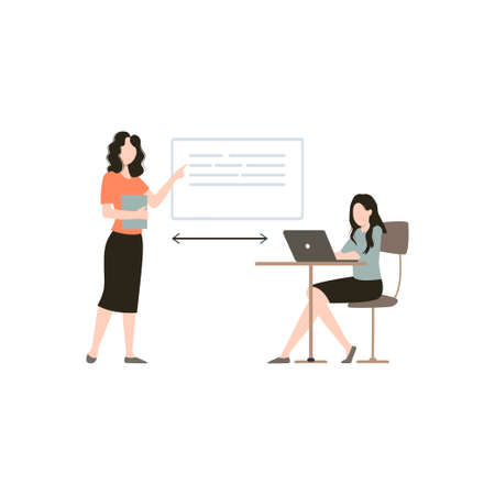 The employees are talking to each other on a safe distance.のイラスト素材