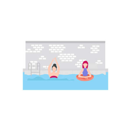The girl is doing swimming in pool.のイラスト素材