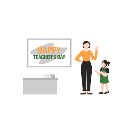 The student and teacher are standing.のイラスト素材