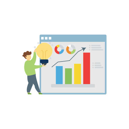 The boy is working on a web page idea.のイラスト素材