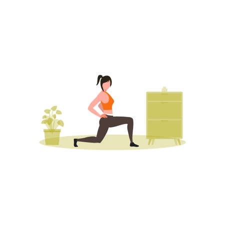 The girl is exercising by stretching her body.のイラスト素材