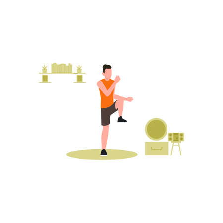 The boy is exercising.のイラスト素材