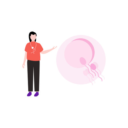 The female doctor is talking about sperm fertilization.のイラスト素材