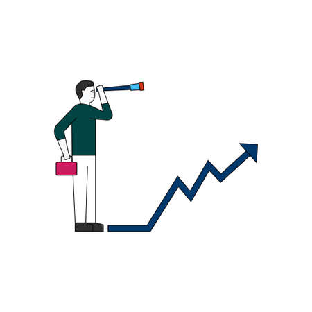 The boy is looking for success through detective glasses.のイラスト素材