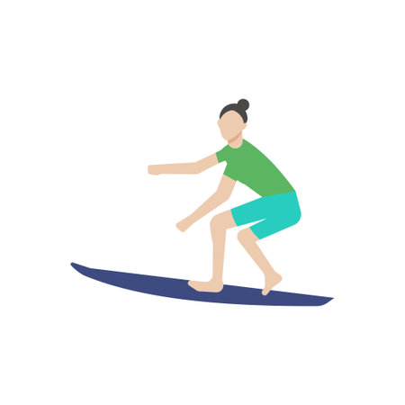The girl is surfing.のイラスト素材