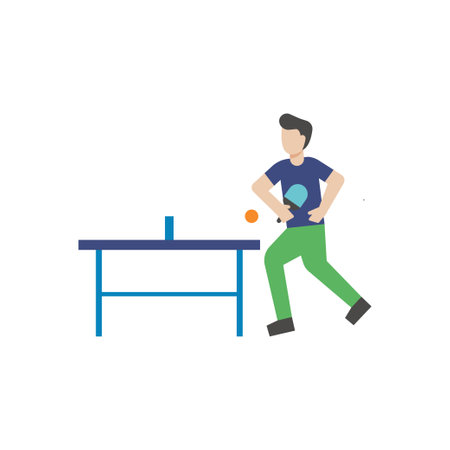 The boy is playing ping pong.のイラスト素材
