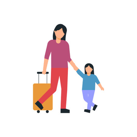 Mother and daughter are going on a trip.のイラスト素材