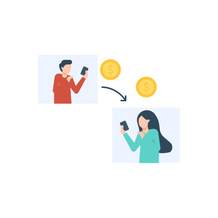 Bitcoin is transferred to dollars online.のイラスト素材