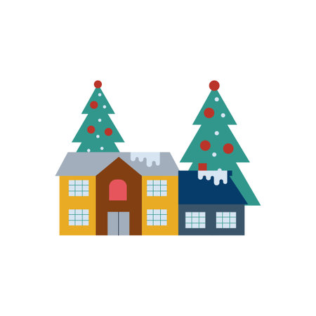 Houses are covered with snow.のイラスト素材