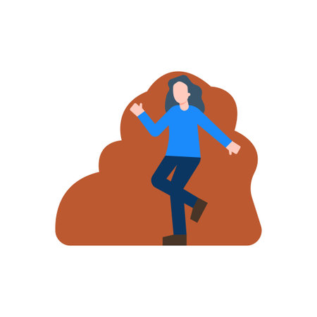 The girl is standing.のイラスト素材