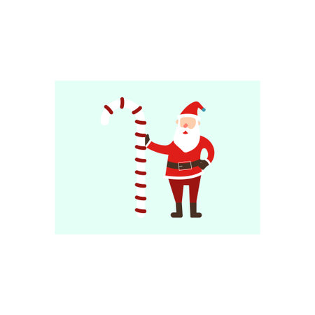 Santa Claus standing with a candy cane.のイラスト素材