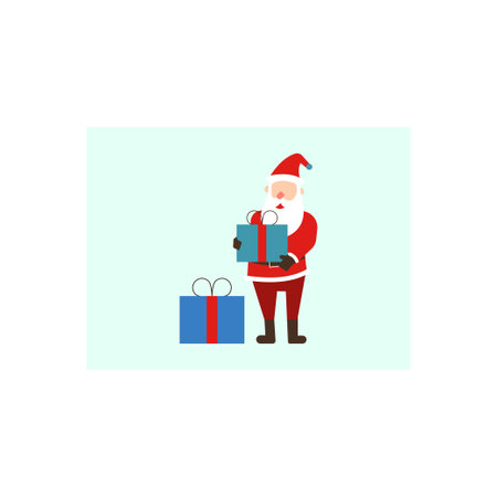 Santa Claus standing with Christmas presents.のイラスト素材