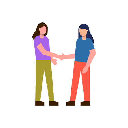 The girls are meeting each other.のイラスト素材