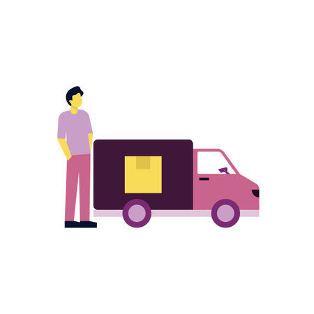 The delivery truck is ready to go.のイラスト素材