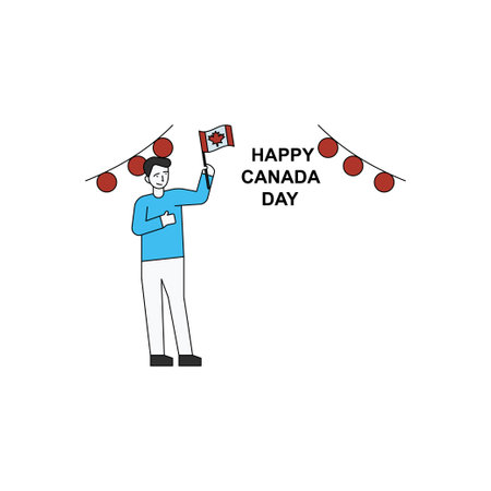 The boy is celebrating Canada Day.のイラスト素材