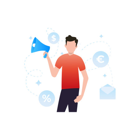 The guy is doing affiliate marketing.のイラスト素材