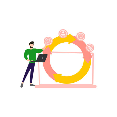 The boy is working with agility.のイラスト素材