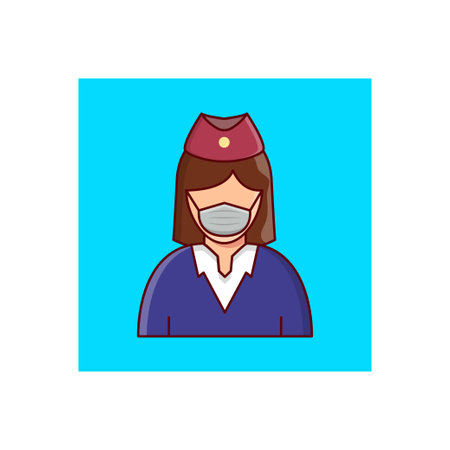 air hostess    Vector illustration on a transparent background. Premium quality symmbols. Vector line flat icons for concept and graphic design.のイラスト素材