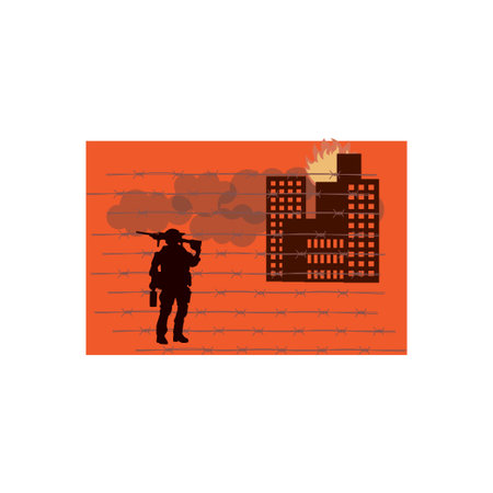 The soldier stands.のイラスト素材