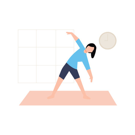 The girl is doing a stretching exercise.のイラスト素材