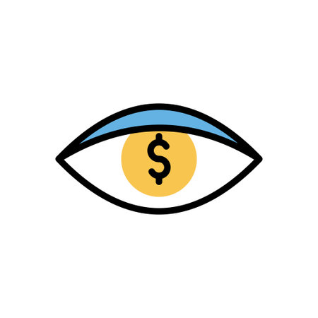 dollar eye Vector illustration on a transparent background. Premium quality symmbols. Line Color vector icons for concept and graphic design.のイラスト素材