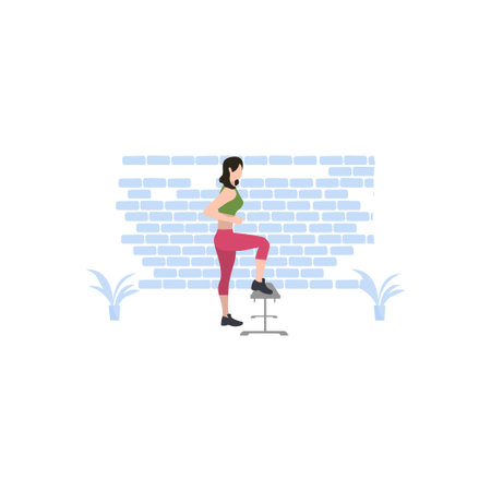 The girl is exercising with the bench.のイラスト素材