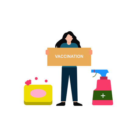 The girl is holding a vaccination board.のイラスト素材
