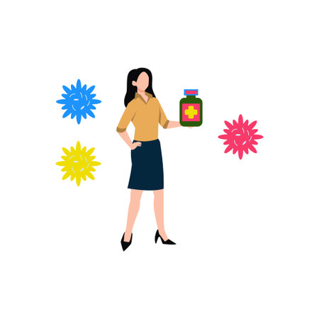 The boy has taken covid vaccination.のイラスト素材