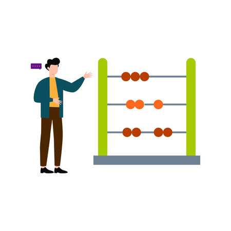 The girl is studying abacus.のイラスト素材