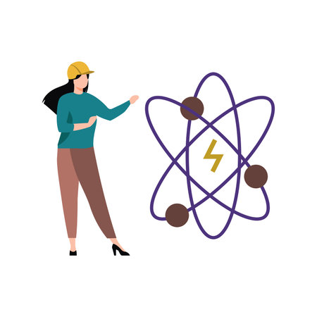 Girl looking at energy science.のイラスト素材