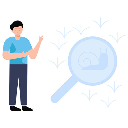 The boy is studying animals.のイラスト素材