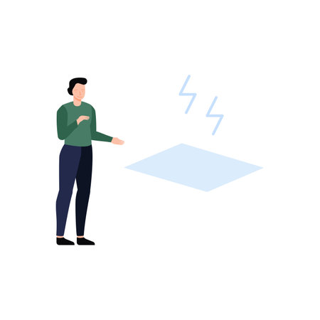 Man with lightning bolt. Flat vector illustration isolated on white background.のイラスト素材