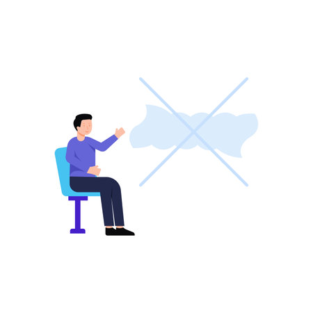 Man sitting on chair and smoking cigarette. Flat style vector illustration.のイラスト素材
