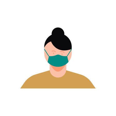 Woman in a medical mask on a white background. Vector illustration.のイラスト素材