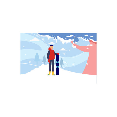 A boy stands holding a skateboard.のイラスト素材