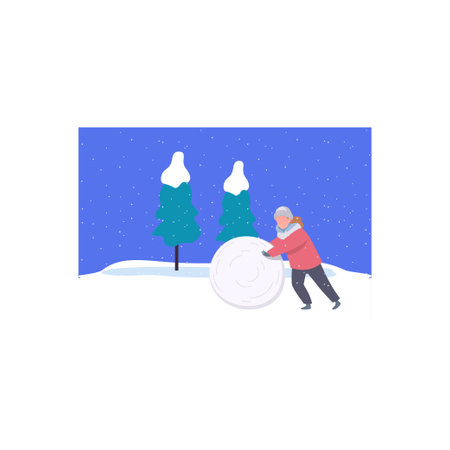 The boy is making snowballs.のイラスト素材