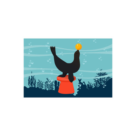 A dolphin is playing with a ball.のイラスト素材