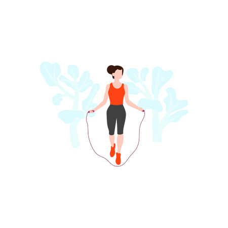 The girl is jumping rope.のイラスト素材