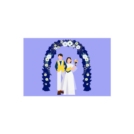 The wedding couple is in the venue.のイラスト素材