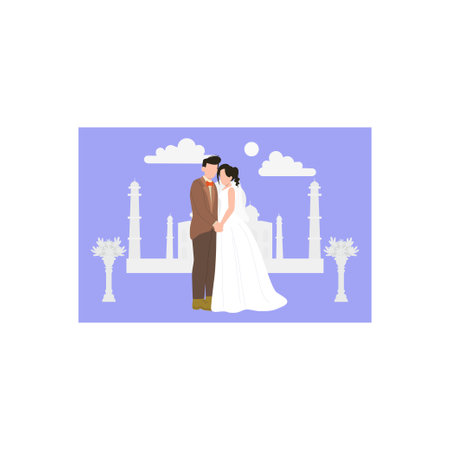 The couple stands romantically.のイラスト素材