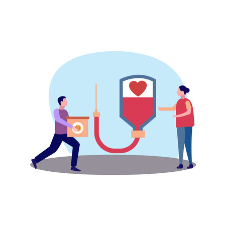 The girl is taking blood donations.のイラスト素材