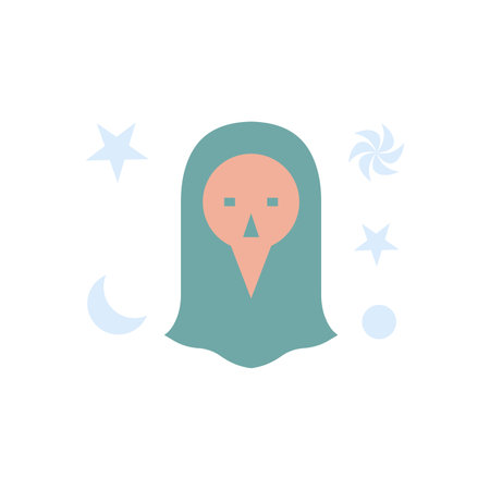 Halloween ghost flat color icon. Vector illustration on white background.のイラスト素材