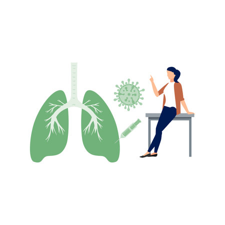 A girl is pointing lungs infectionのイラスト素材