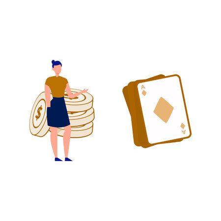 The girl is pointing to the ace card.のイラスト素材