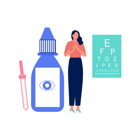 The girl is showing eye drops.のイラスト素材