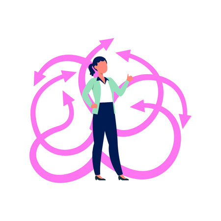 The girl is solving the decisive direction.のイラスト素材
