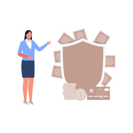 Girl showing cash security.のイラスト素材