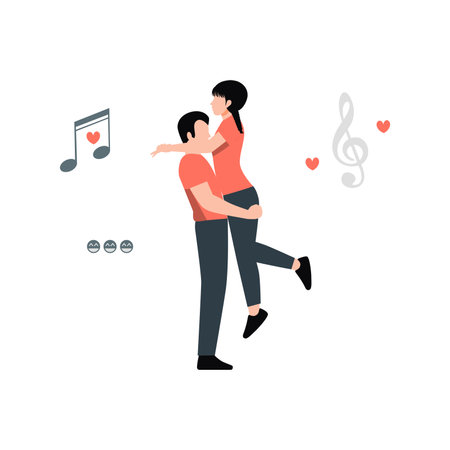 The boy is carrying his girl in his arms.のイラスト素材