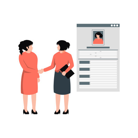 The girls are talking about web page.のイラスト素材