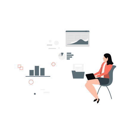 The female is working.のイラスト素材